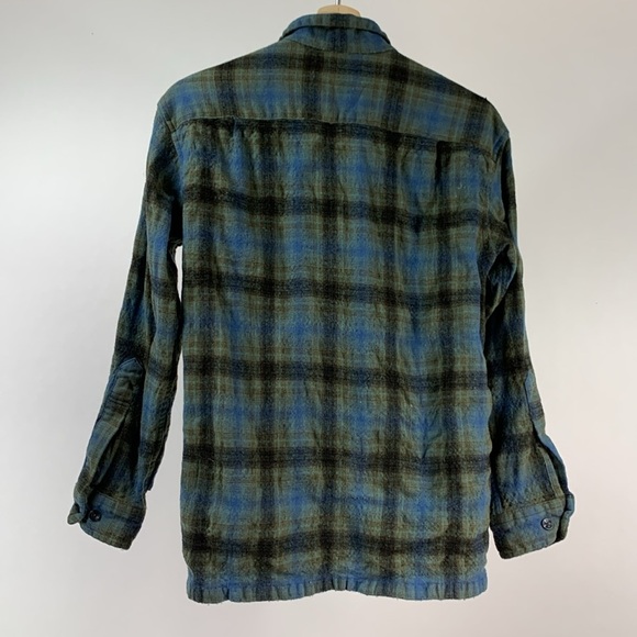 Pendleton Portland Oregon Plaid Green/Blue Button Down 100% Wool Shirt XS - Picture 9 of 10